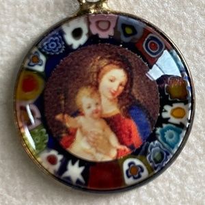 Mother Mary and Baby Jesus Hand made Murrina glass